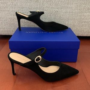 NWT Black Suede Stuart Weitzman Mules